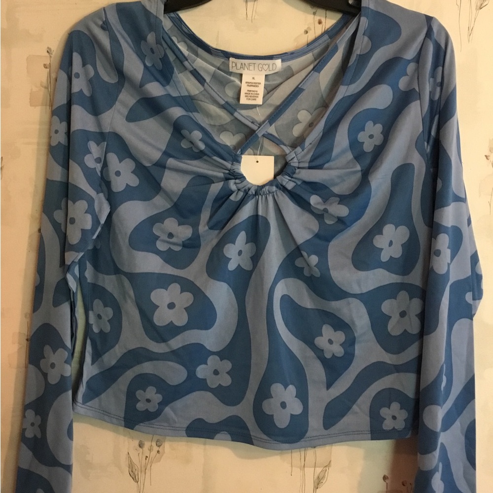 Retro vibes, flower power knit abstract top Size X-small
